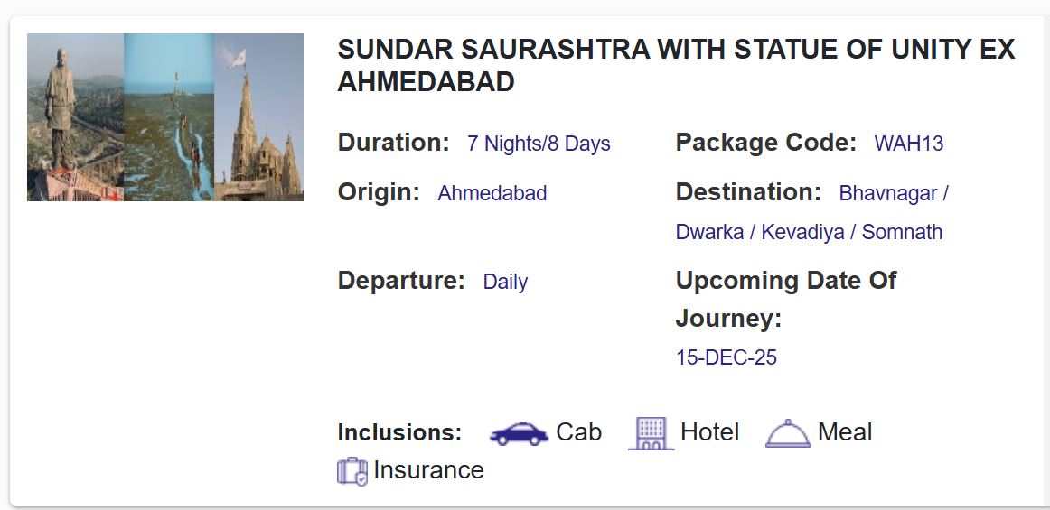 irctc 7 days somnath tour packages under rs 30000 onlyे